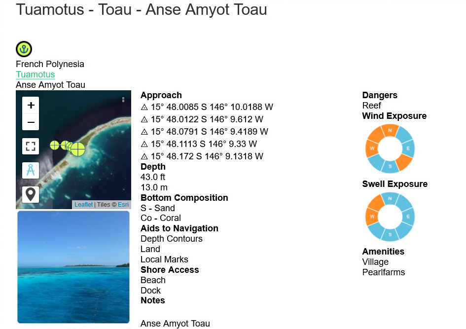 Anse Amyot Toau in Good Nautical