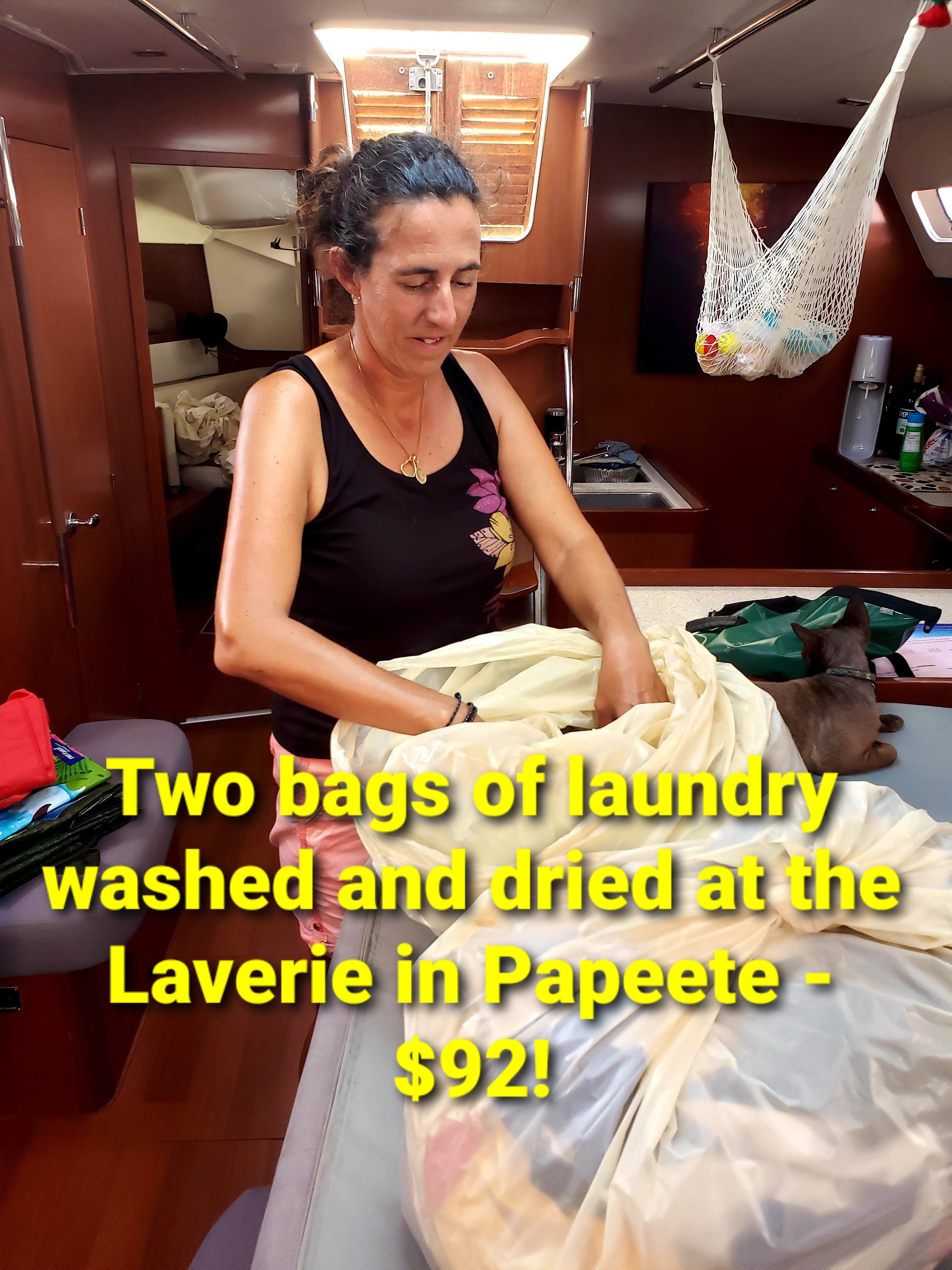 Two Bags of Laundry Washed and Dried at the Laverie in Papeete